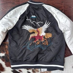 GOLDEN TNA Eagle Embroidered Bomber Jacket